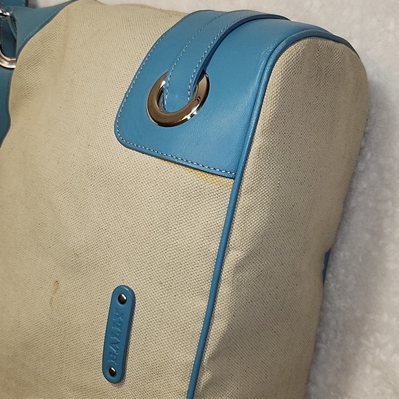 Bally Blue and Cream Canvas/ Leather Hobo Shoulder Bag - Picture 9 of 16